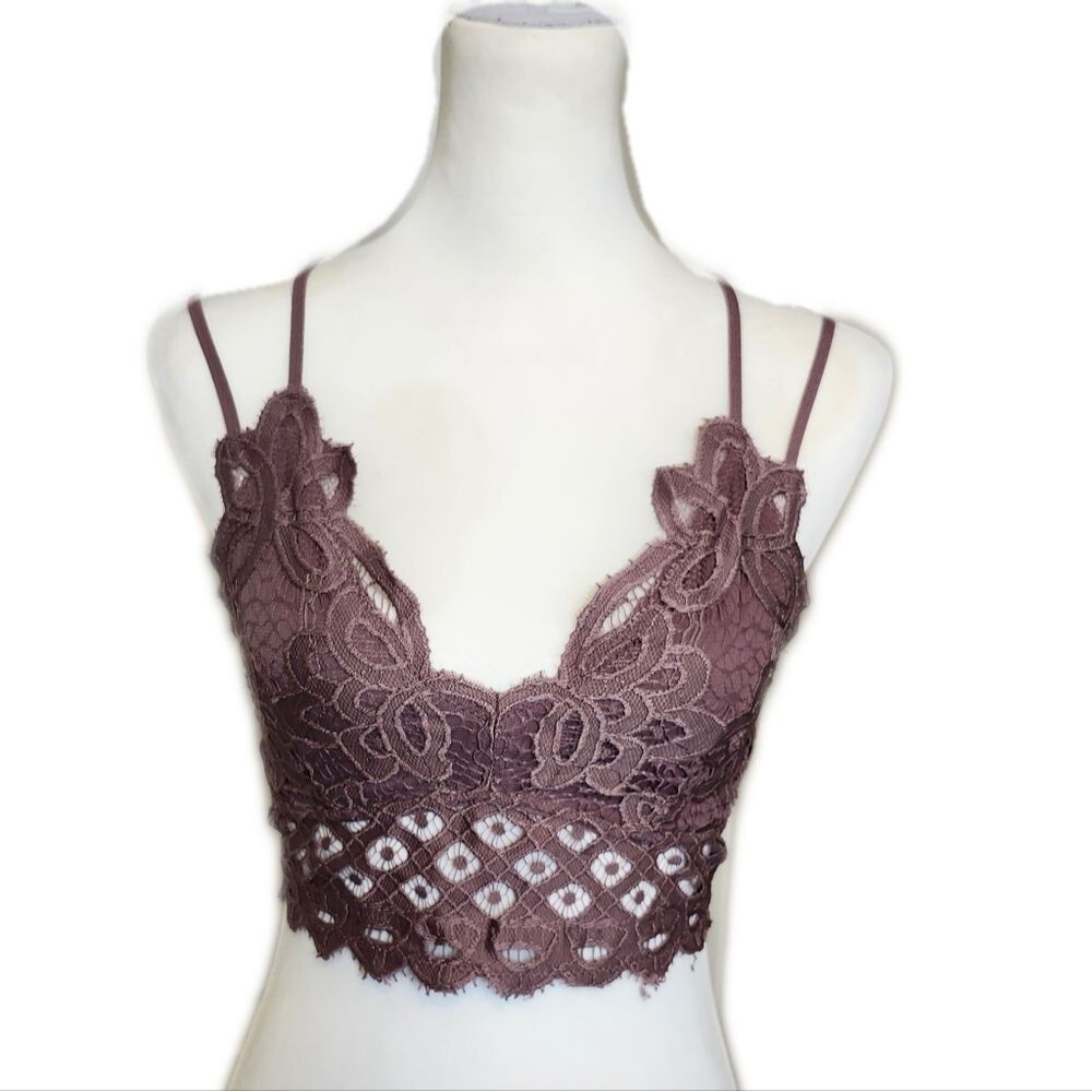 Anemone mauve 4-strap lace bralette, adjustable,  stretchy, size L